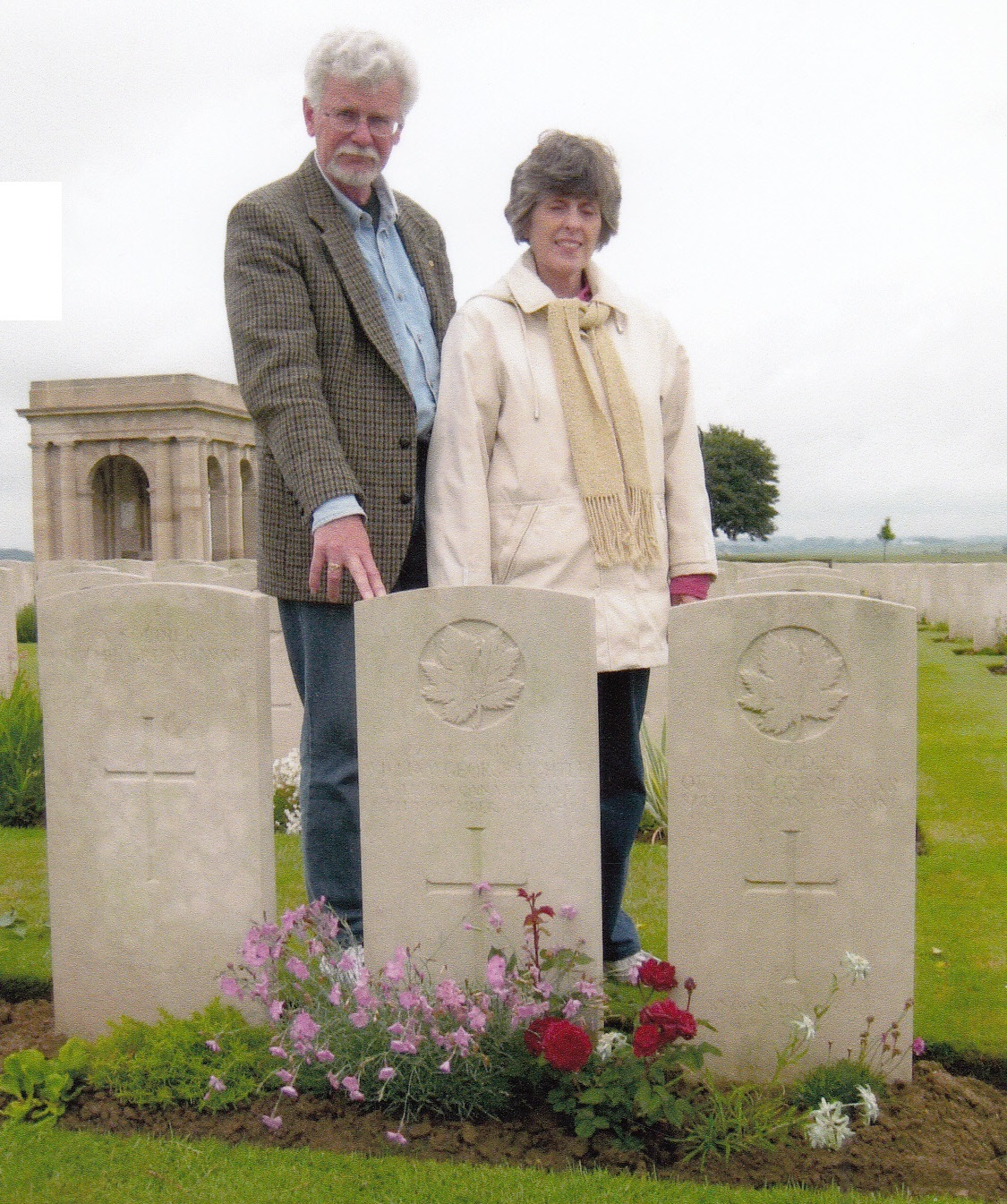 Peter and Barbara at the grave of  William George Lightle, France